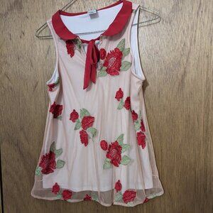 Womens Disney Collection Lauren Conrad Mesh Sleeveless tank shirt X-Small Roses